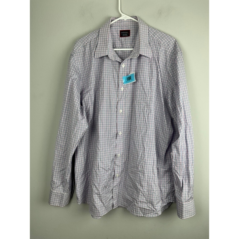 Untuckit Mens Checkered‎ Button Down Long Sleeve Shirt XXL